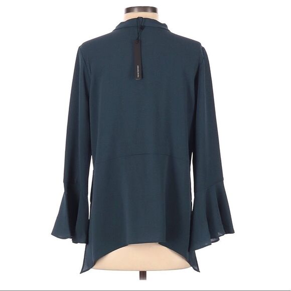 Harve Bernard NWT teal blue Long bell sleeve blouse L - Picture 3 of 11